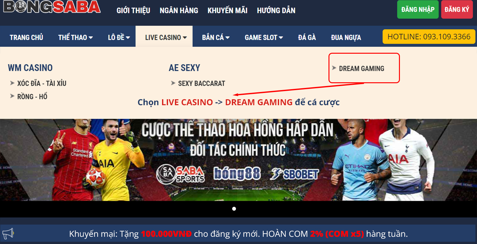 Hướng dẫn tham gia cá cược sòng bạc Dream Gaming